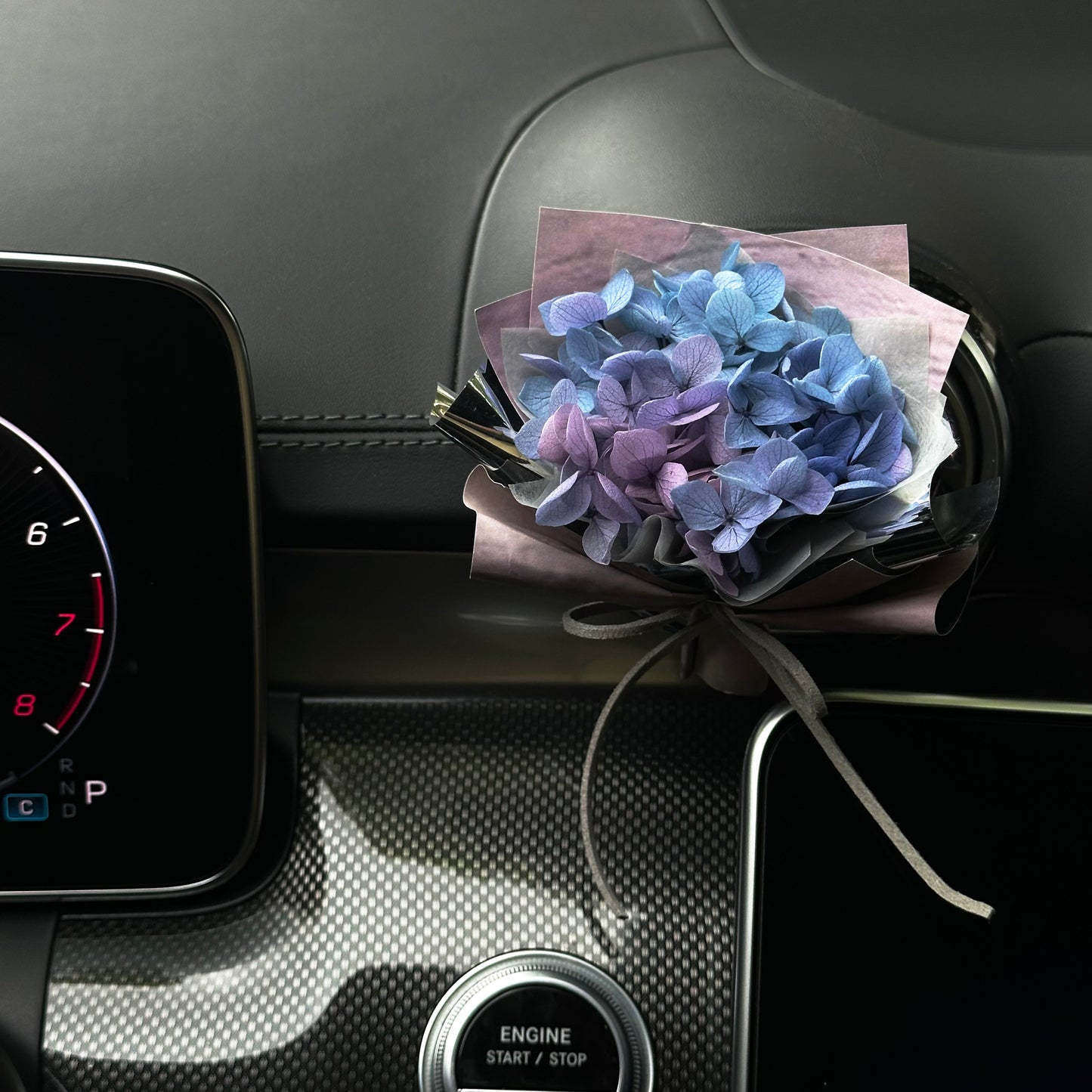 Hydrangea Preserved Flower Mini Bouquet  Air Vent Clip Decoration