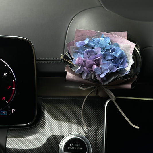 Hydrangea Preserved Flower Mini Bouquet  Air Vent Clip Decoration