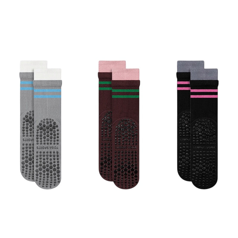 Double Layer Striped Grip Socks for Pilates & Yoga