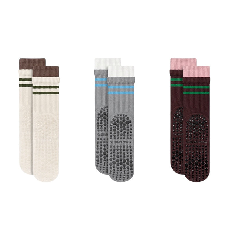Double Layer Striped Grip Socks for Pilates & Yoga