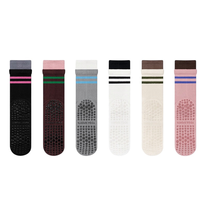 Double Layer Striped Grip Socks for Pilates & Yoga