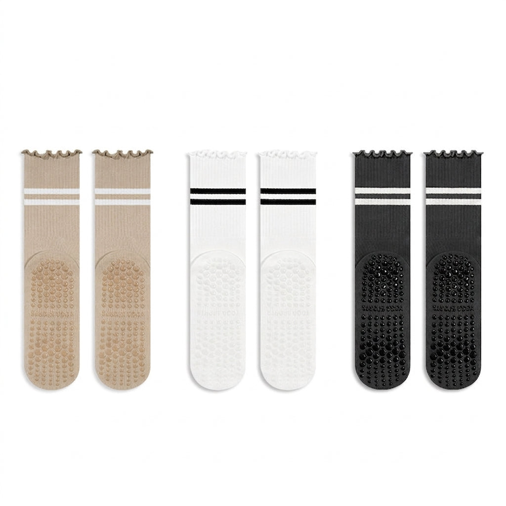 Ruffle Stripe Pilates & Yoga Grip Socks