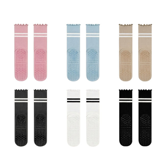 Ruffle Stripe Pilates & Yoga Grip Socks