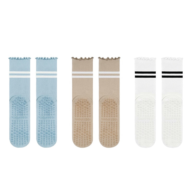 Ruffle Stripe Pilates & Yoga Grip Socks