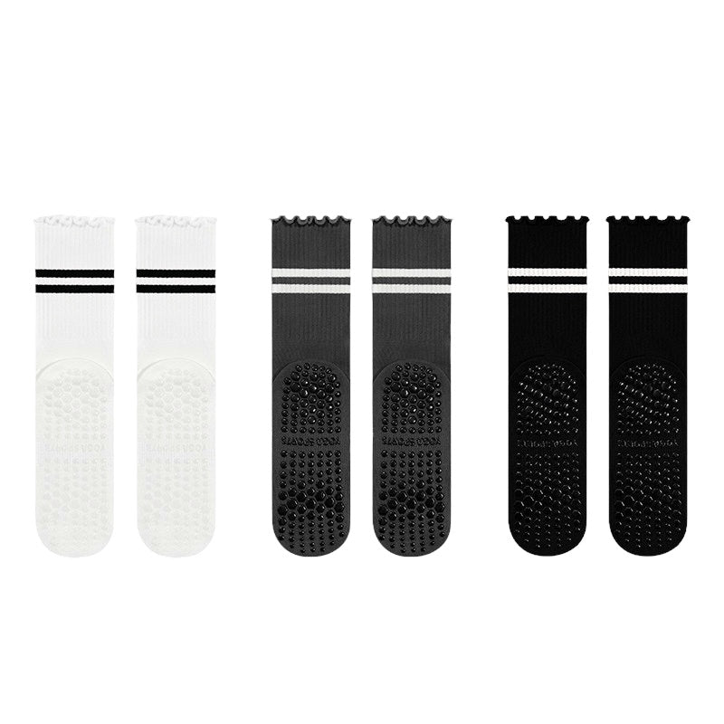 Ruffle Stripe Pilates & Yoga Grip Socks