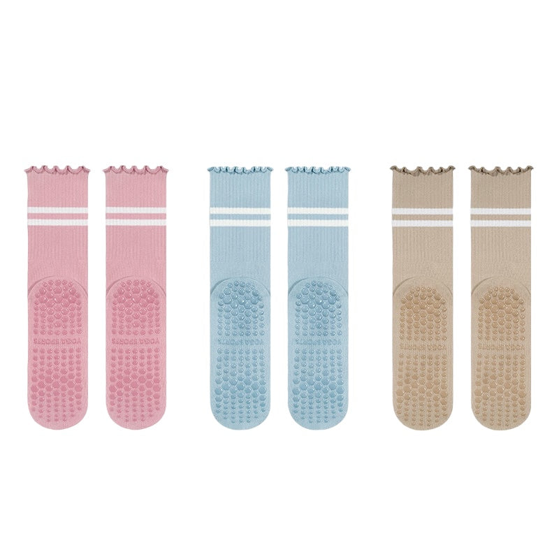 Ruffle Stripe Pilates & Yoga Grip Socks