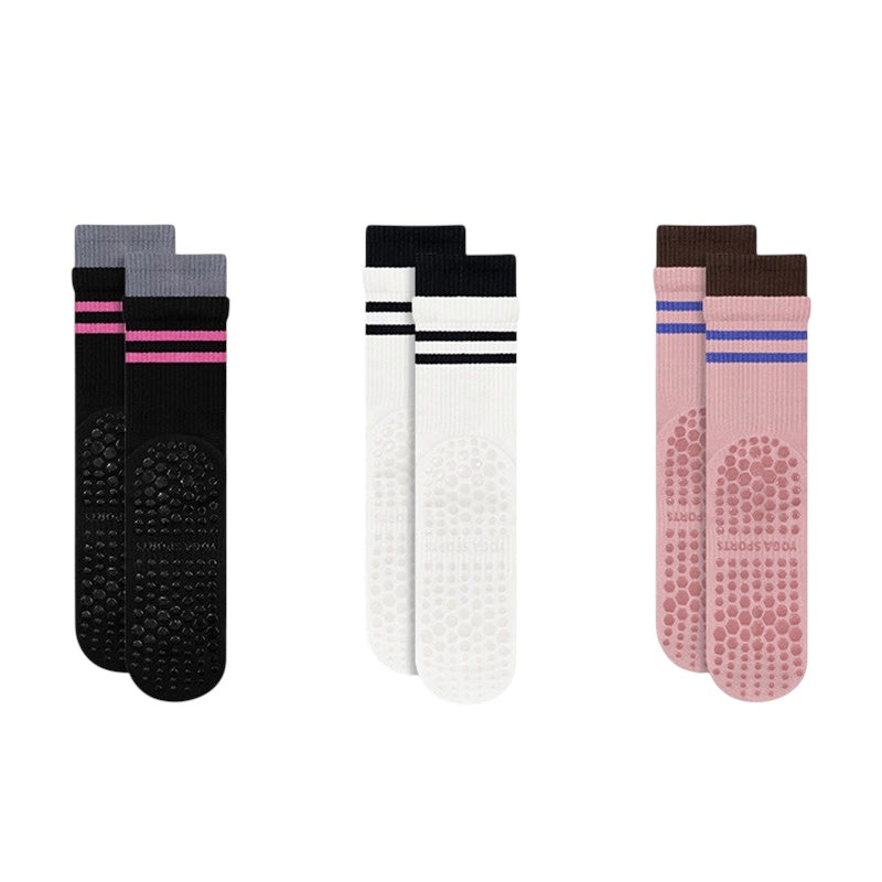 Double Layer Striped Grip Socks for Pilates & Yoga