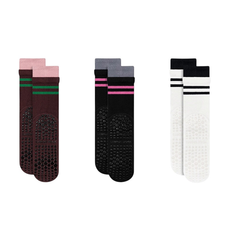 Double Layer Striped Grip Socks for Pilates & Yoga