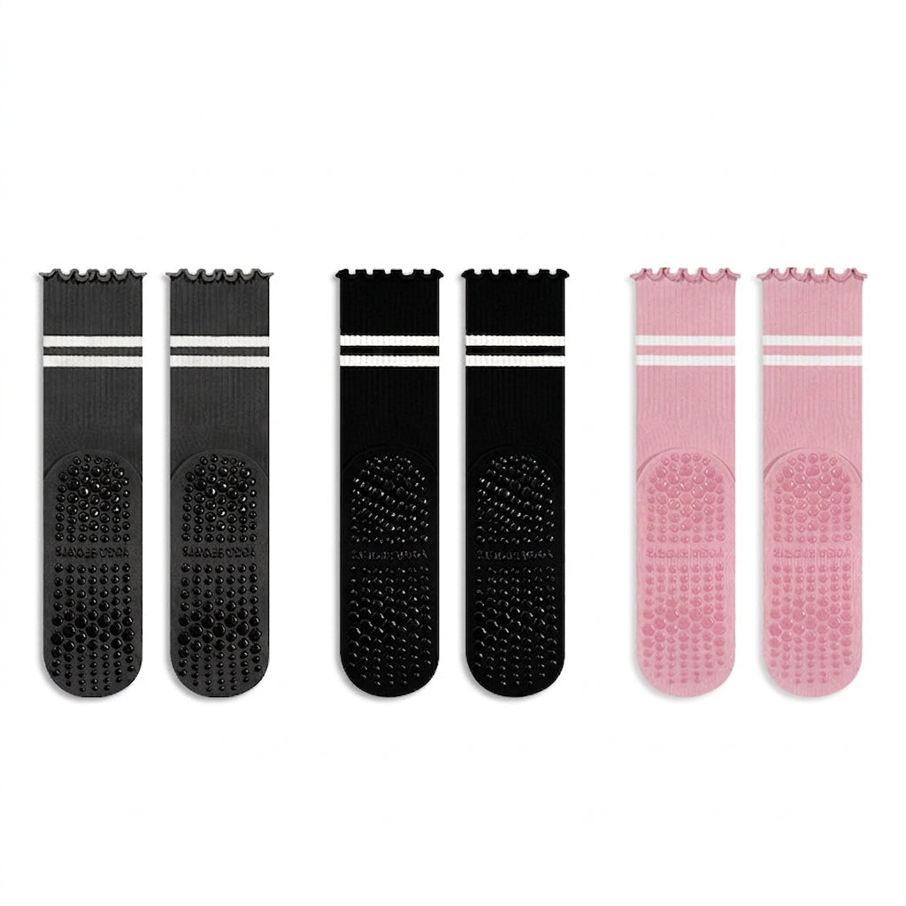 Ruffle Stripe Pilates & Yoga Grip Socks