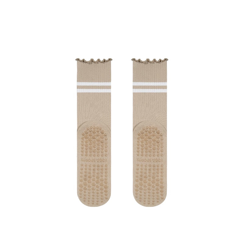 Ruffle Stripe Pilates & Yoga Grip Socks