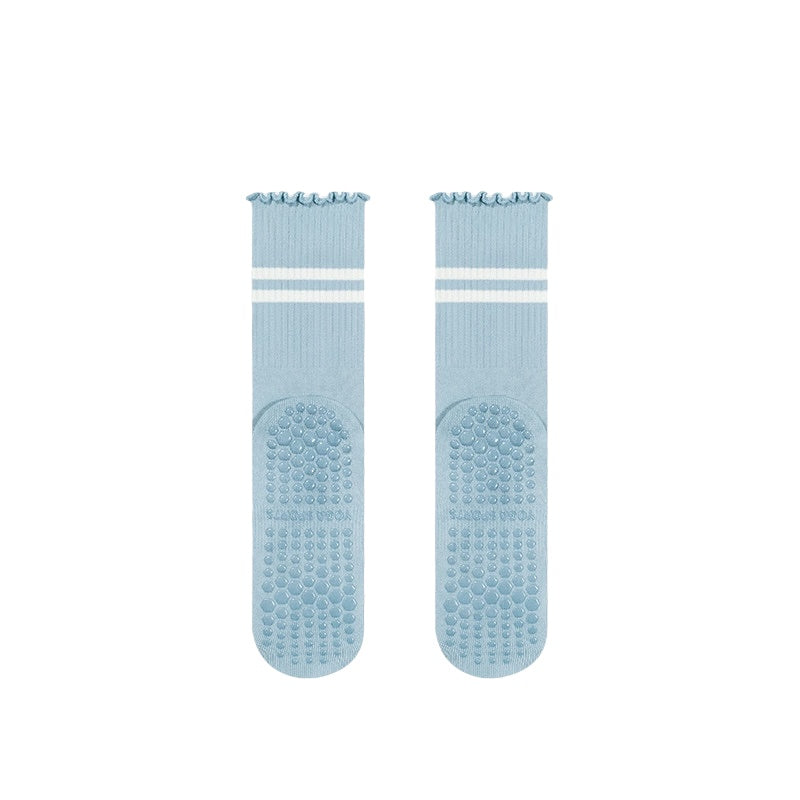 Ruffle Stripe Pilates & Yoga Grip Socks