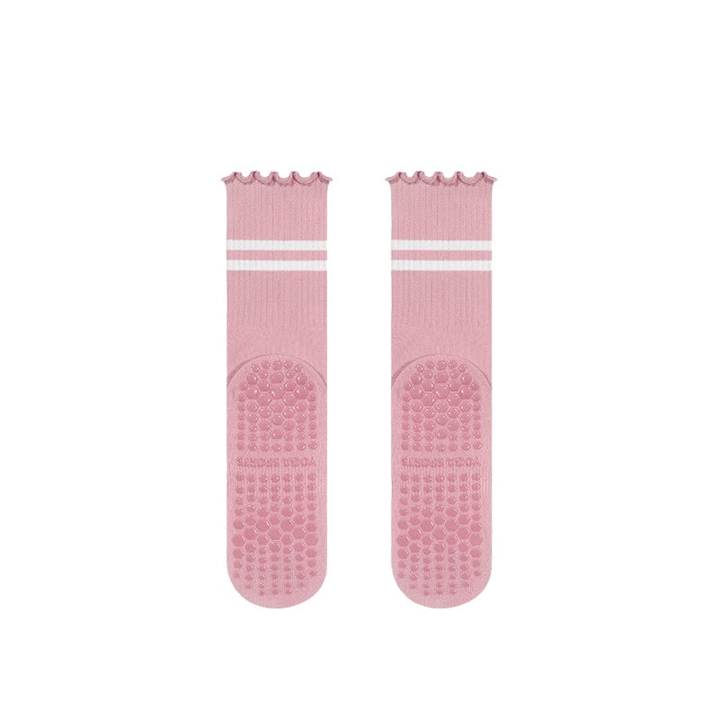 Ruffle Stripe Pilates & Yoga Grip Socks