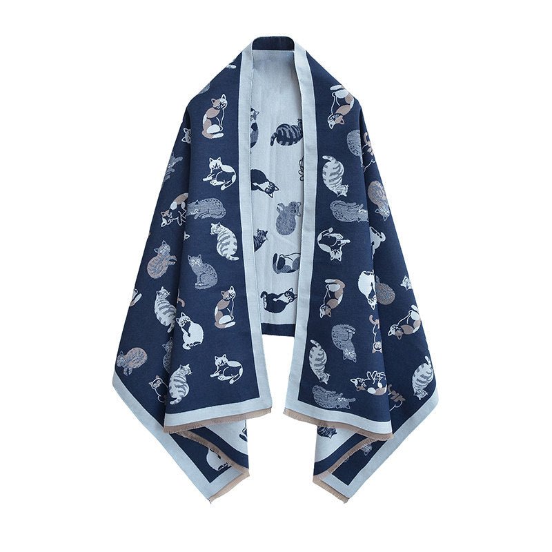 Pet Lovers' Reversible Jacquard Scarf & Cozy Shawl
