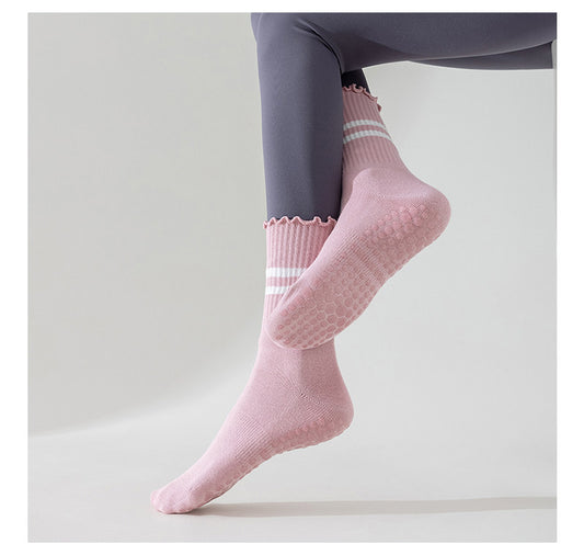 Ruffle Stripe Pilates & Yoga Grip Socks