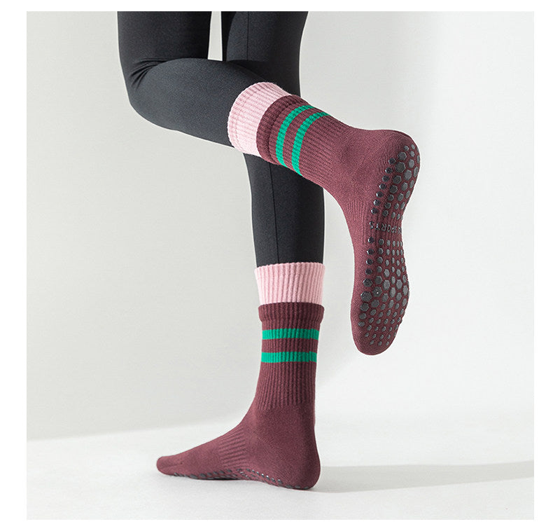 Double Layer Striped Grip Socks for Pilates & Yoga