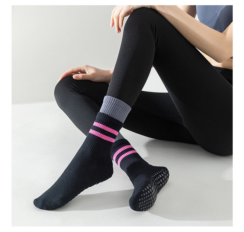 Double Layer Striped Grip Socks for Pilates & Yoga