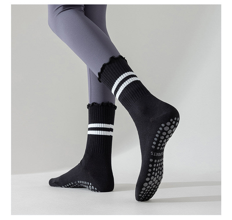 Ruffle Stripe Pilates & Yoga Grip Socks