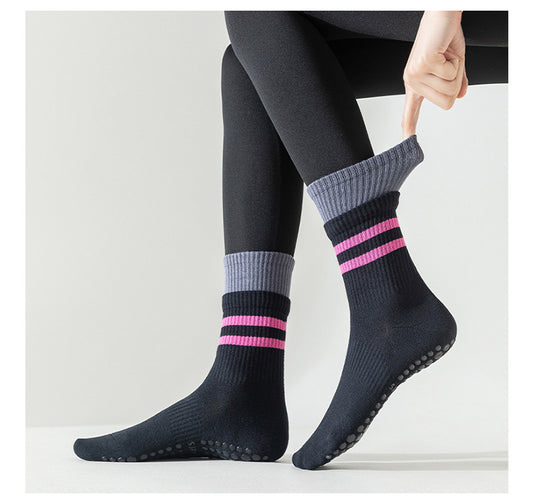 Double Layer Striped Grip Socks for Pilates & Yoga
