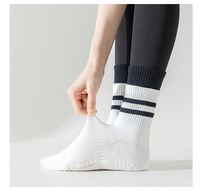 Double Layer Striped Grip Socks for Pilates & Yoga