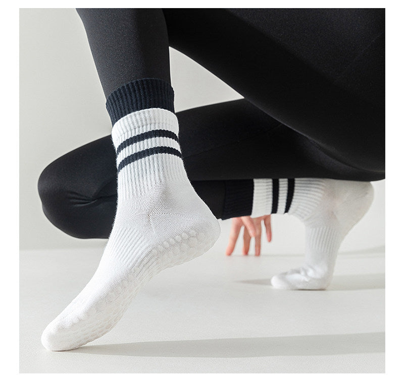 Double Layer Striped Grip Socks for Pilates & Yoga