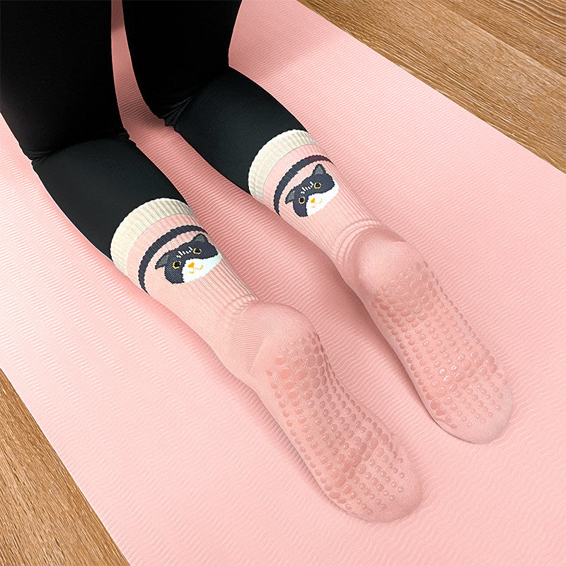 Cute Animal Silicone Grip Crew Socks for Yoga & Pilates
