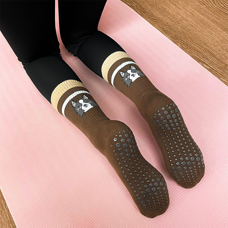 Cute Animal Silicone Grip Crew Socks for Yoga & Pilates