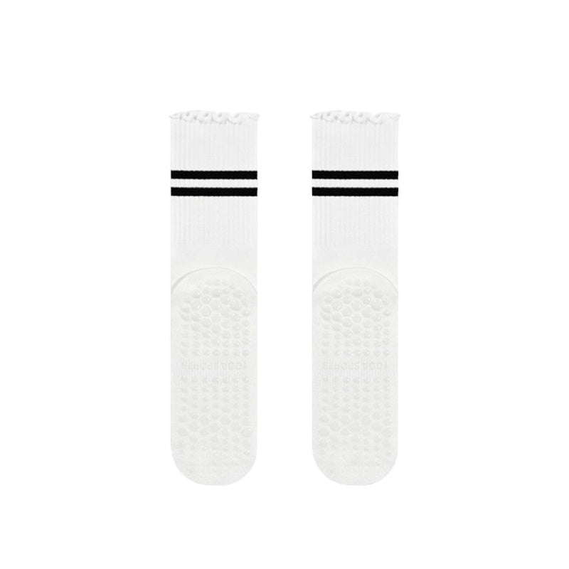 Ruffle Stripe Pilates & Yoga Grip Socks